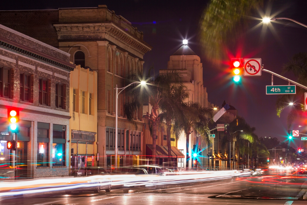 Downtown Santa Ana during the night time