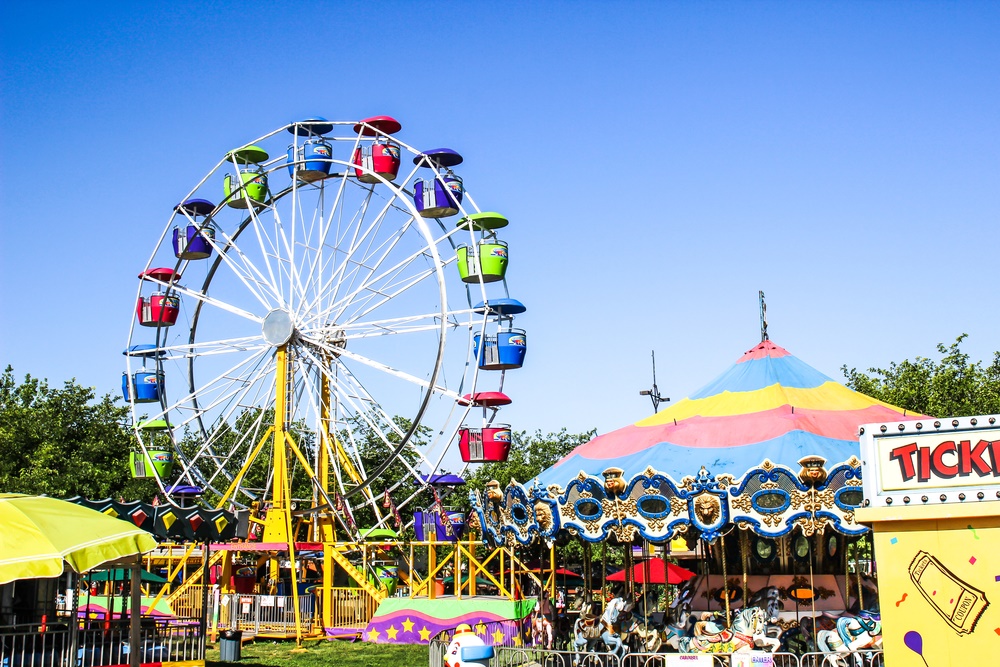 State fair with various rides and attractions