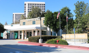 Main entrance of StorAmerica facility at 2960 Main St, Irvine, CA.